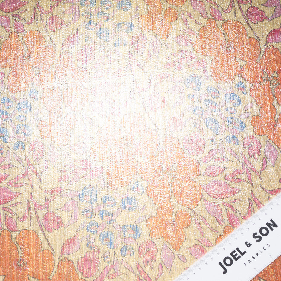Multi-Coloured Retro Floral Silk Jacquard