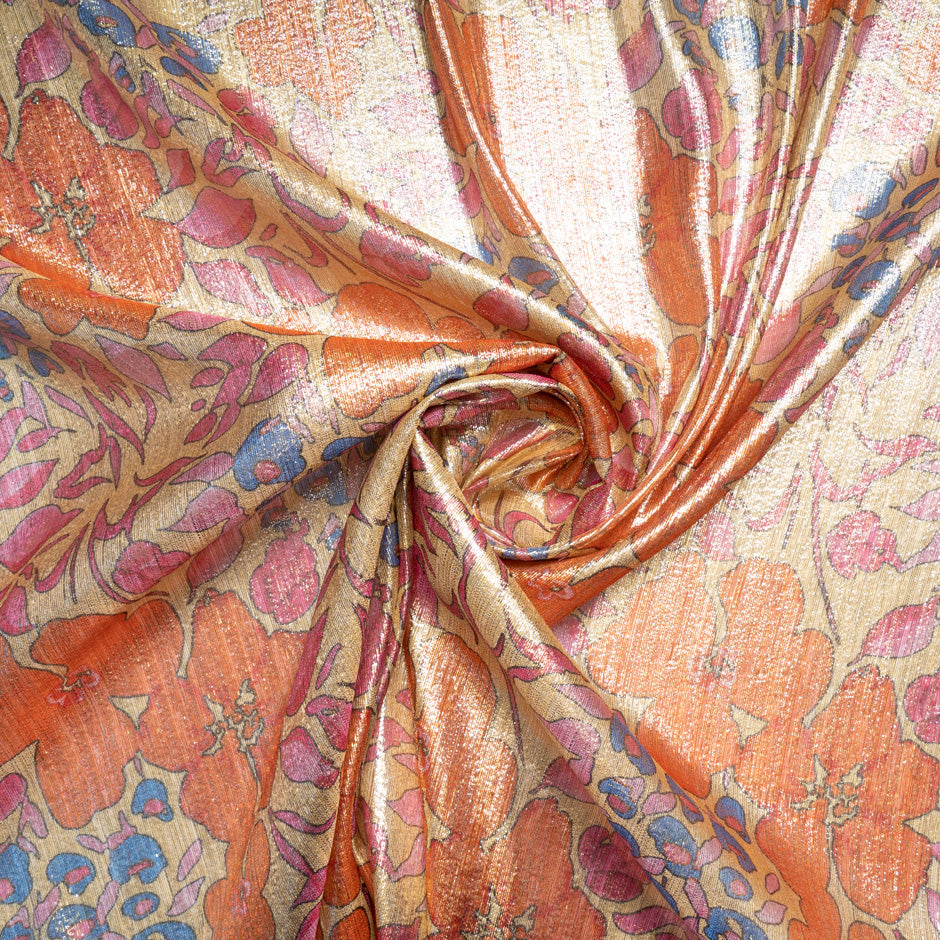 Multi-Coloured Retro Floral Silk Jacquard