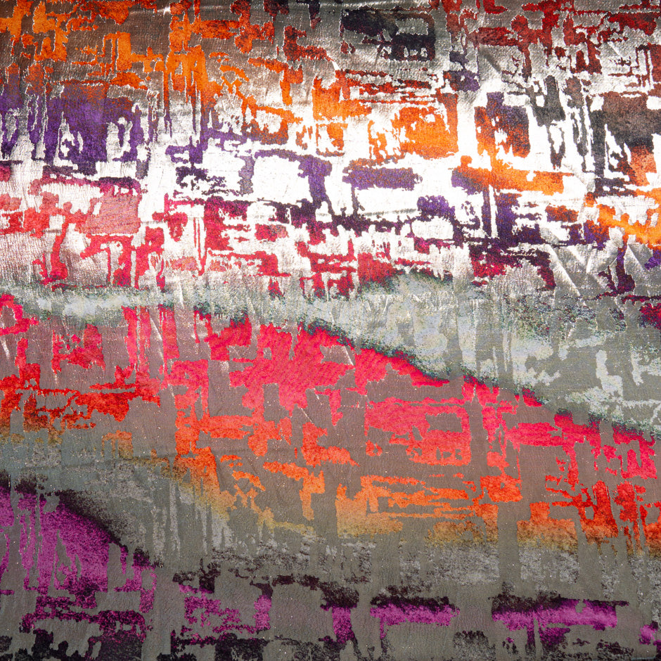 Vibrant Multi-Coloured & Gold Lurex Silk