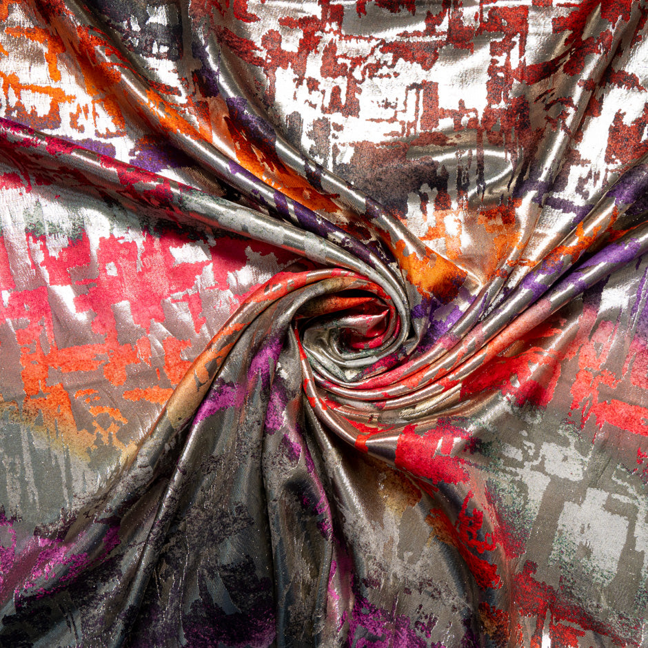 Vibrant Multi-Coloured & Gold Lurex Silk