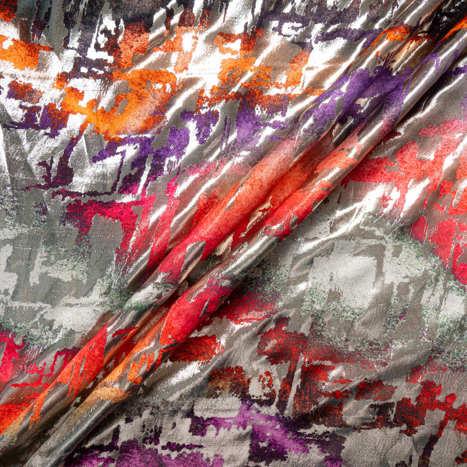 Vibrant Multi-Coloured & Gold Lurex Silk