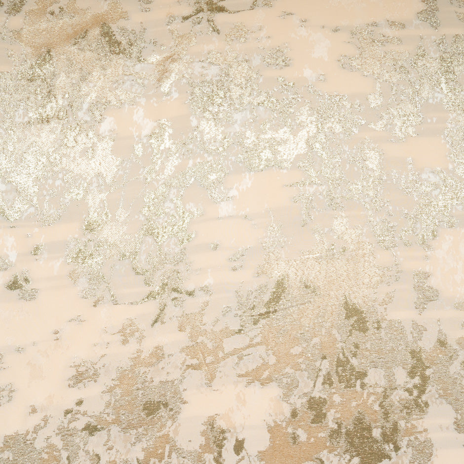 Pale Peach & Gold Metallic Silk Cloqué