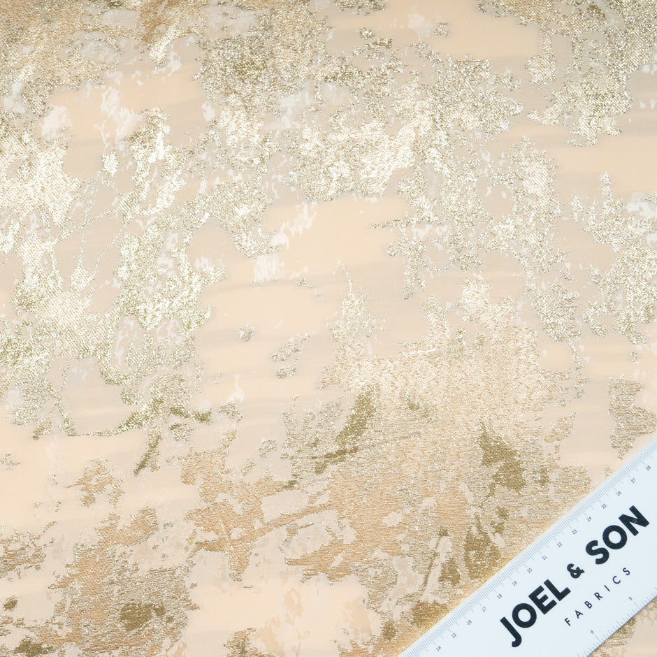 Pale Peach & Gold Metallic Silk Cloqué