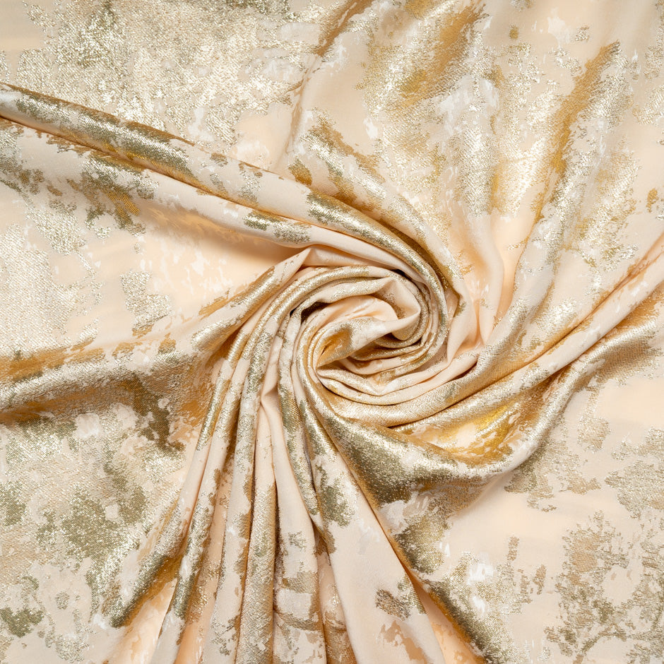 Pale Peach & Gold Metallic Silk Cloqué