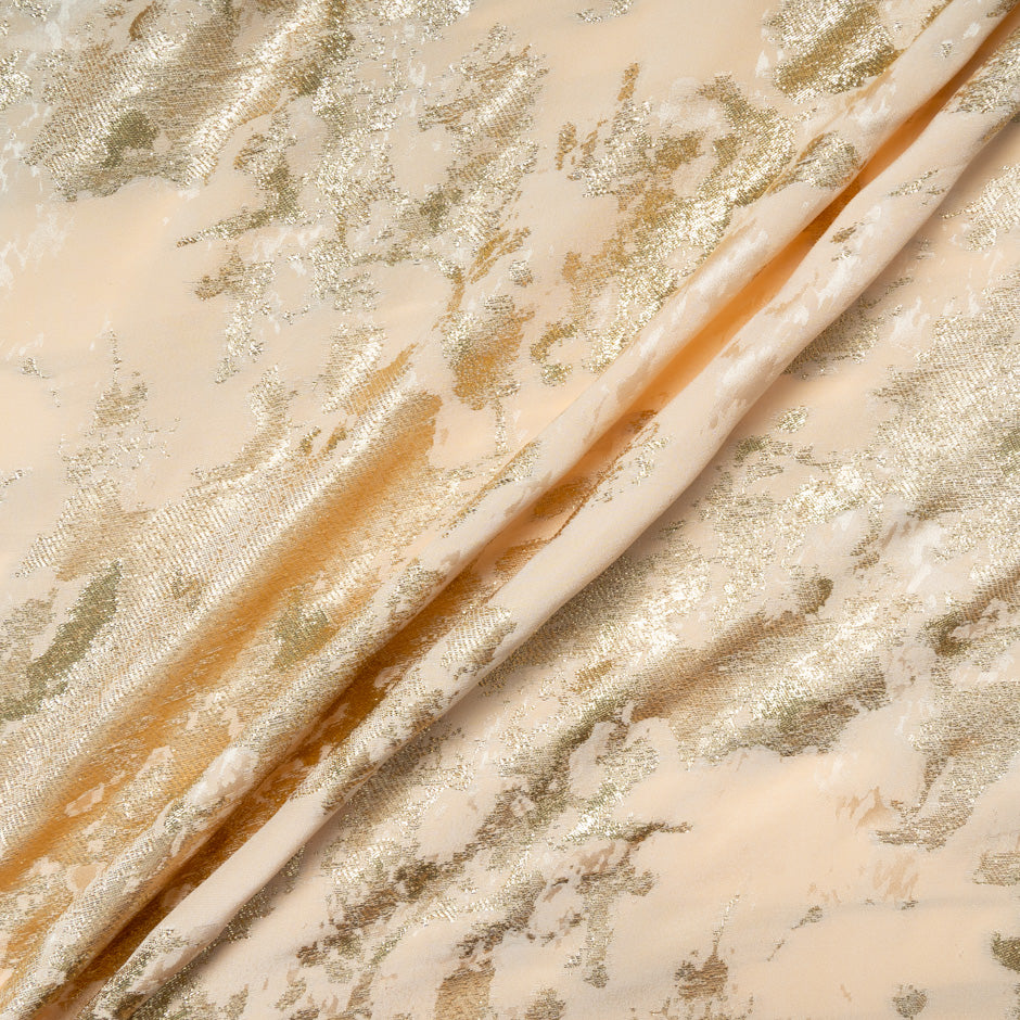 Pale Peach & Gold Metallic Silk Cloqué