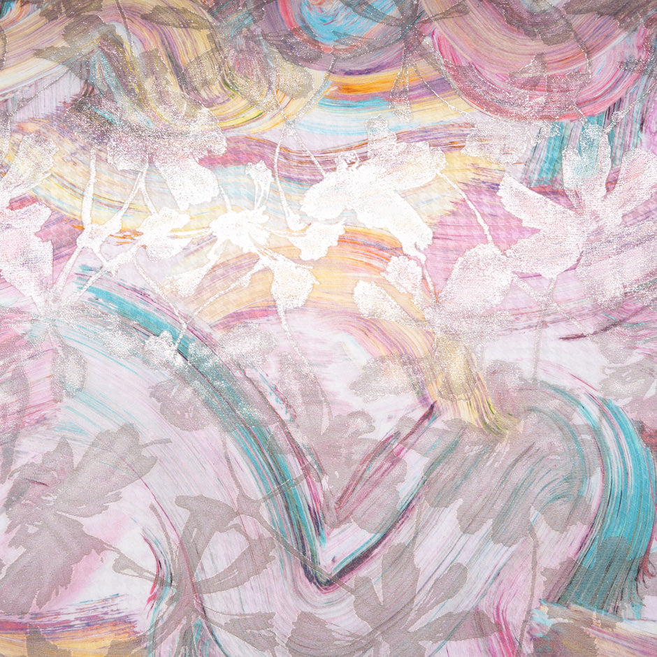 Pink & Turquoise Metallic Silk Jacquard