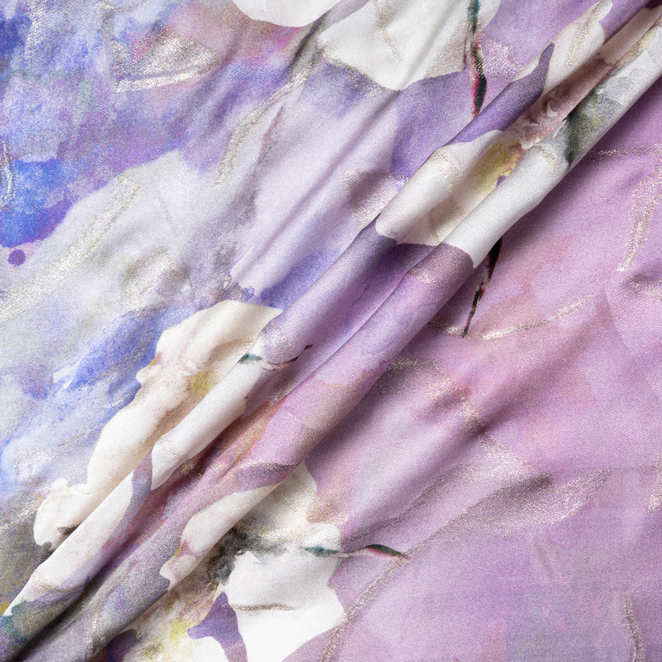 Abstract 'Water-Colour' Floral Metallic Silk Jacquard