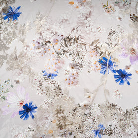 Floral Printed Pure Silk Taupe Metallic Jacquard