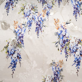 Floral Printed Blush Silk Metallic Jacquard