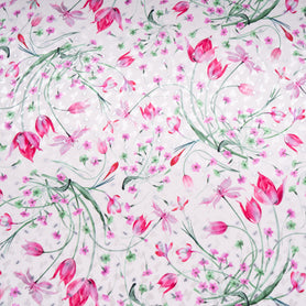 Tulip Printed Pale Pink Pure Silk Jacquard
