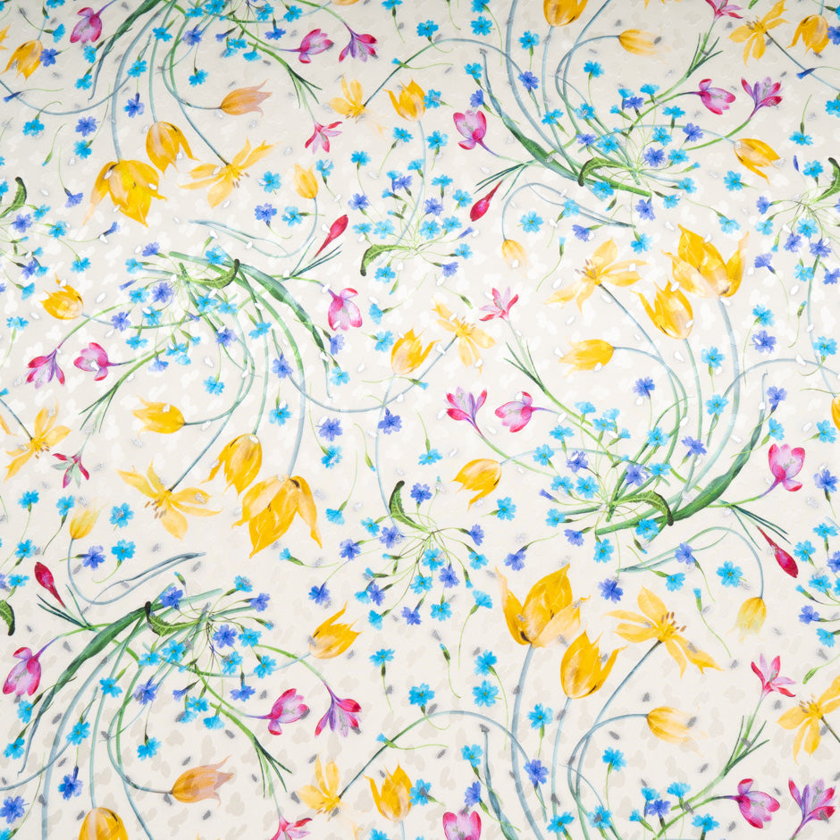 Tulip Printed Pure Silk Metallic Jacquard