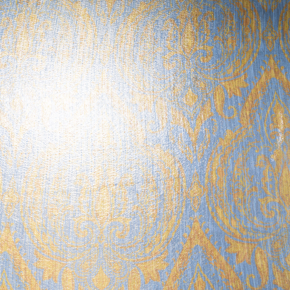 Yellow Gold & Dusty Blue Silk Lamé