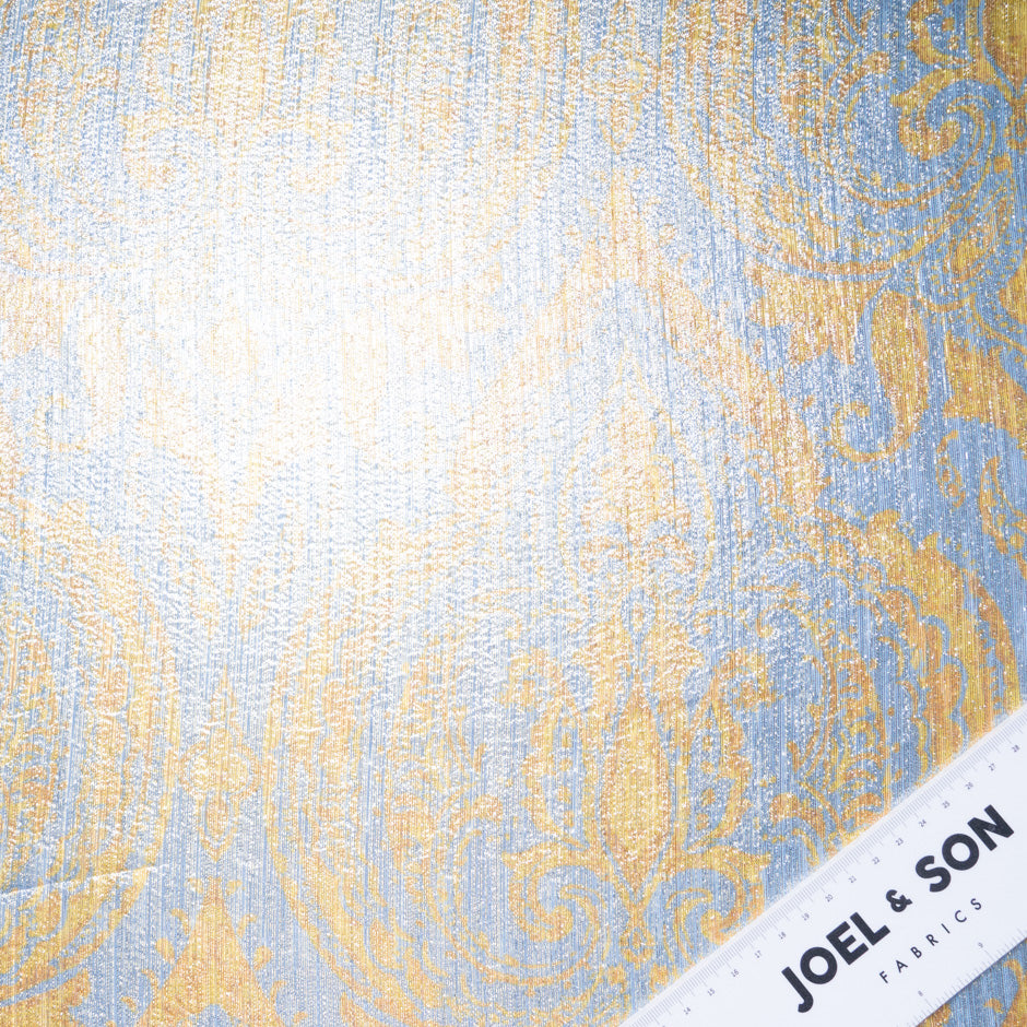 Yellow Gold & Dusty Blue Silk Lamé