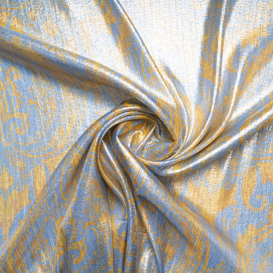 Yellow Gold & Dusty Blue Silk Lamé