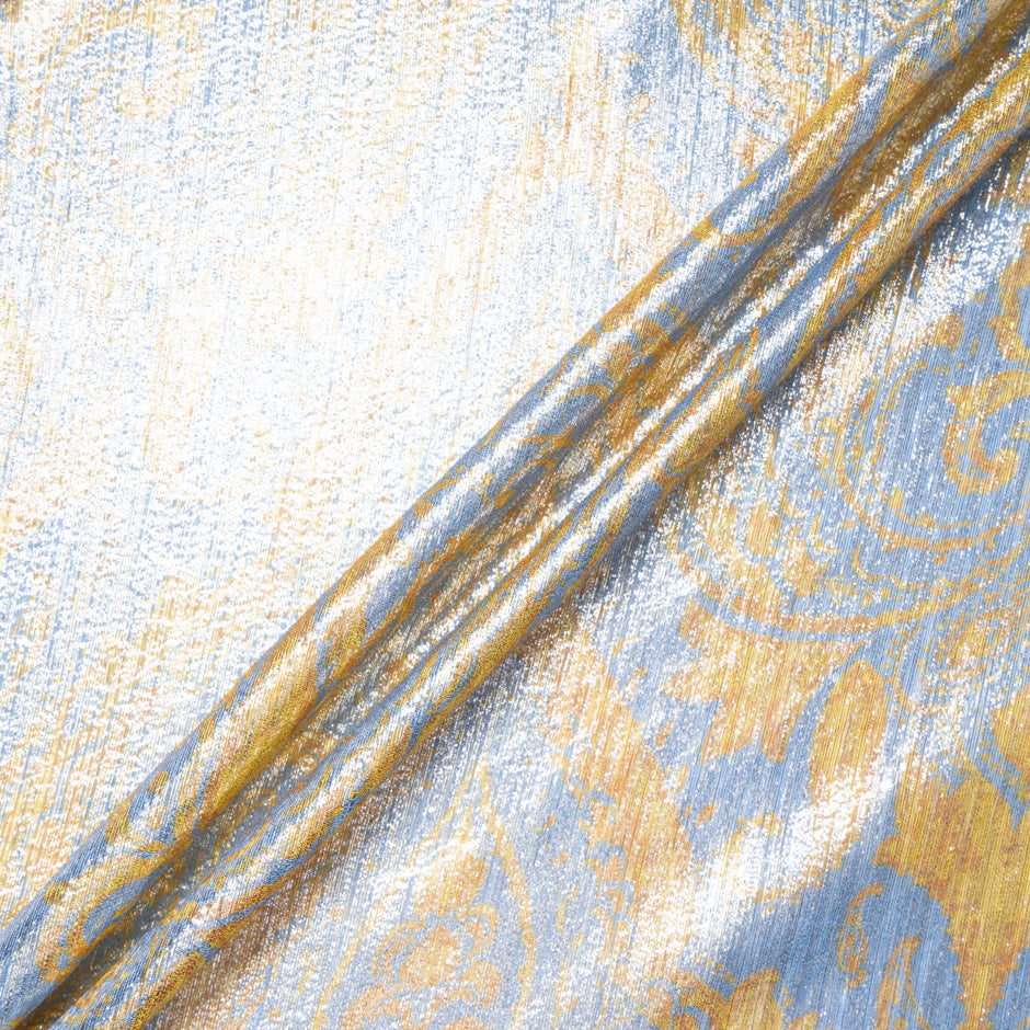 Yellow Gold & Dusty Blue Silk Lamé