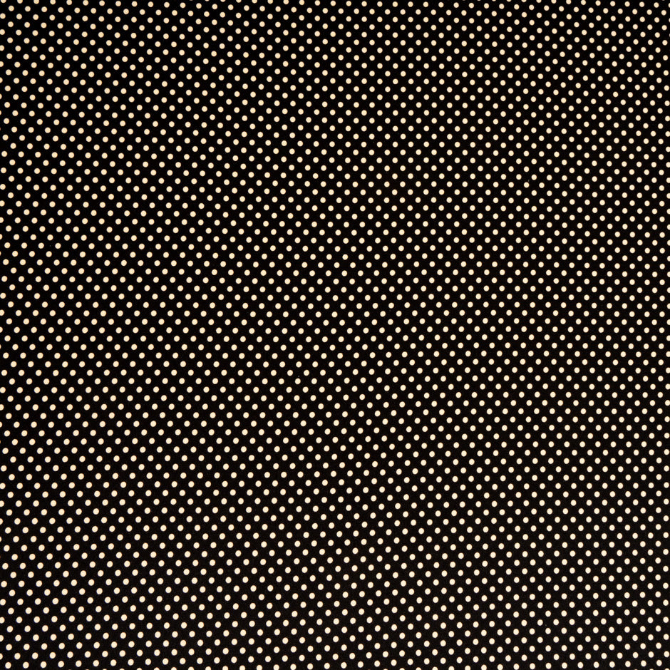 Pale Beige Spotted Black Silk Crêpe de Chine