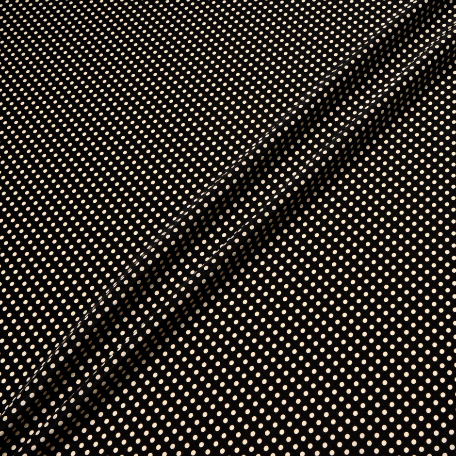 Pale Beige Spotted Black Silk Crêpe de Chine