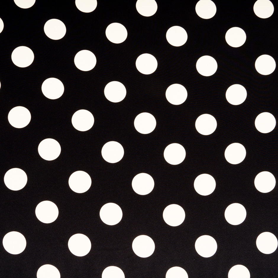 Large Cream Spotted Black Silk Crêpe de Chine