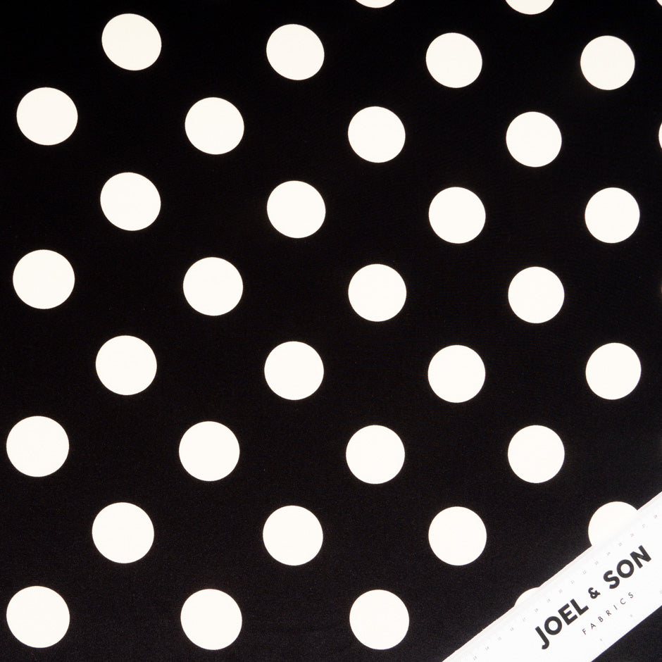 Large Cream Spotted Black Silk Crêpe de Chine
