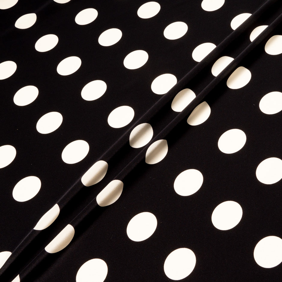 Large Cream Spotted Black Silk Crêpe de Chine