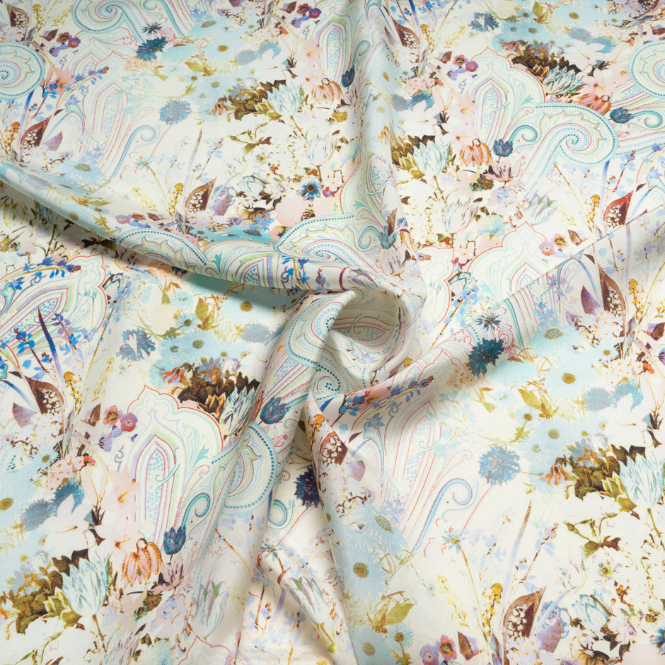 Pastel Floral & Paisley Pure Silk Twill