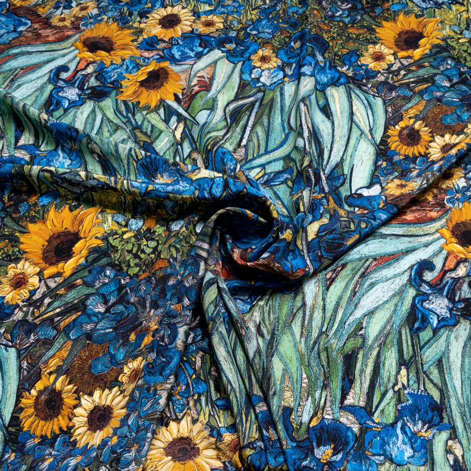 'Van Gogh' Style Printed Pure Silk Crêpe de Chine