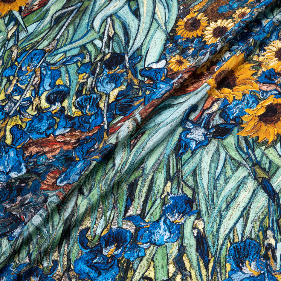 'Van Gogh' Style Printed Pure Silk Crêpe de Chine