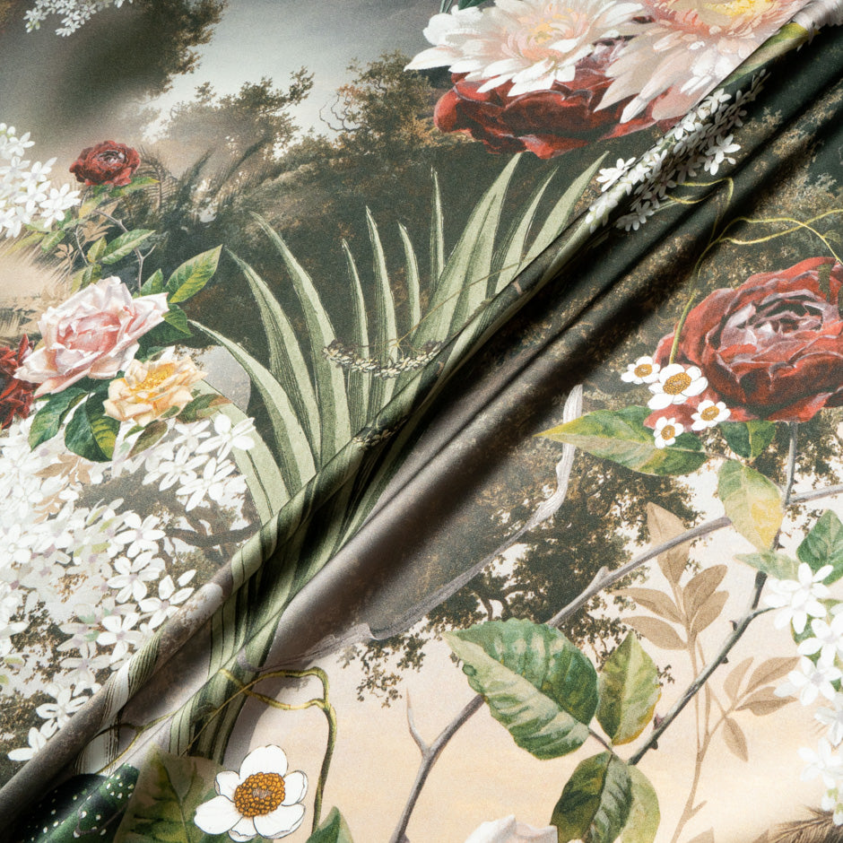 Bold Floral Printed Luxury Silk Satin