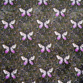 Pink Butterfly Printed Purple Silk Jacquard