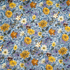 Yellow Floral & Paisley Printed Pure Linen