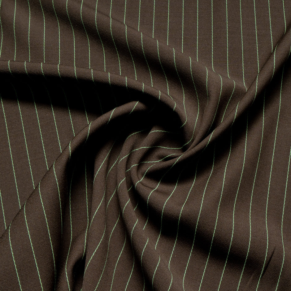 Mint Pinstriped Brown Pure Wool Faille