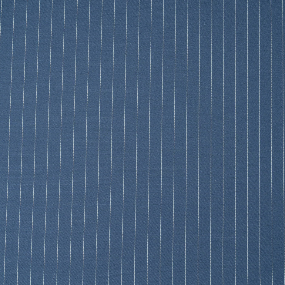 Pinstriped Soft French Blue Pure Wool Faille