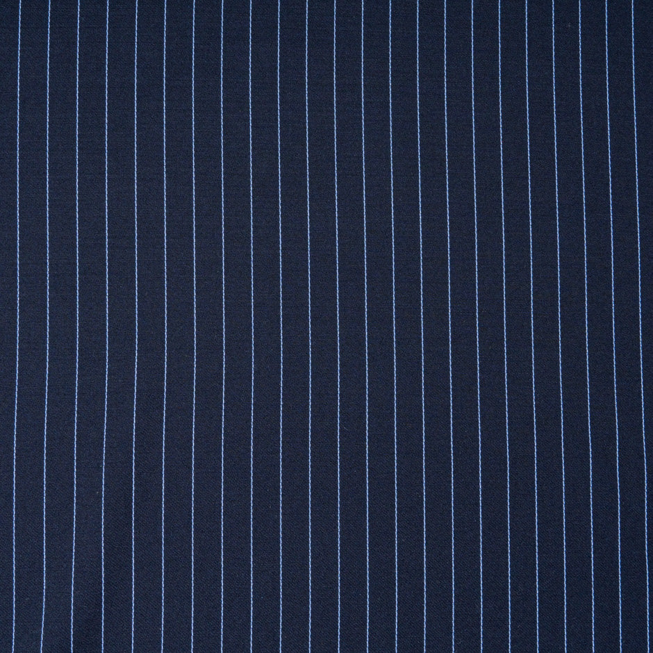 Pinstriped Navy Blue Pure Wool Faille