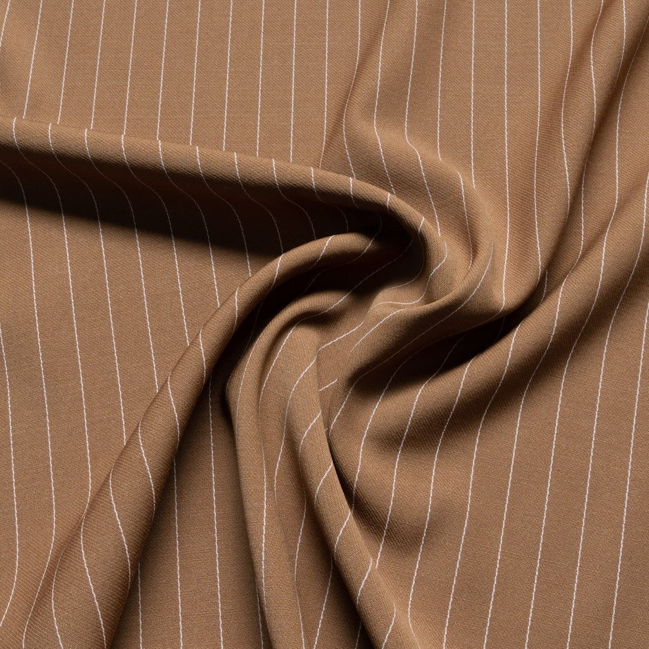 Pinstriped Caramel Pure Wool Faille