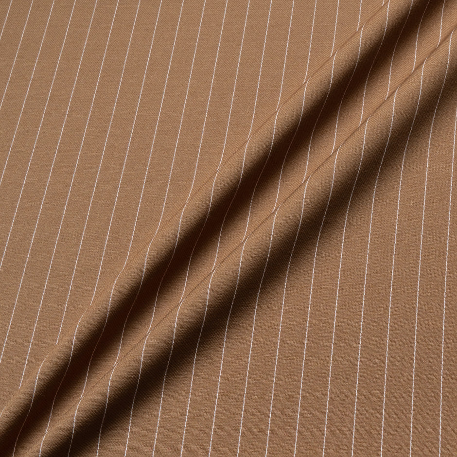Pinstriped Caramel Pure Wool Faille