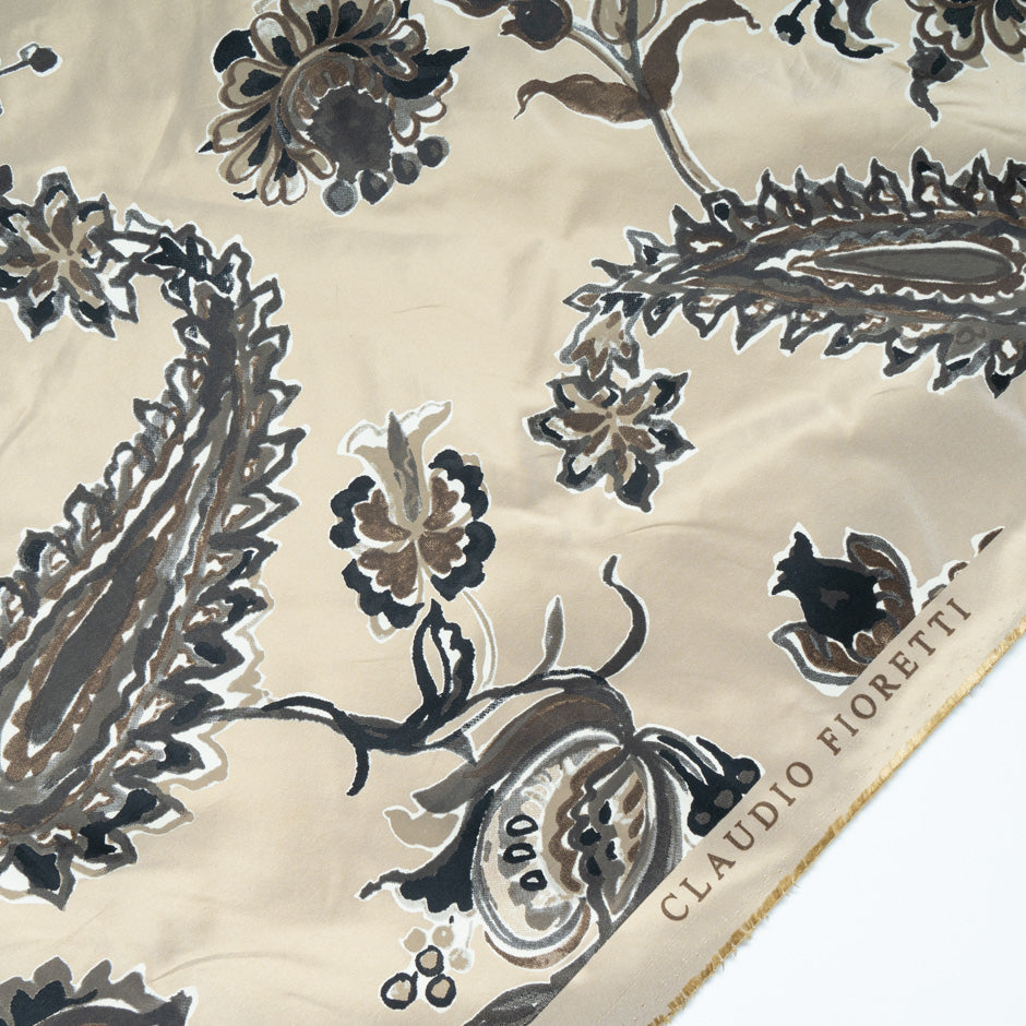 Bold Floral Printed Pure Silk Taffeta