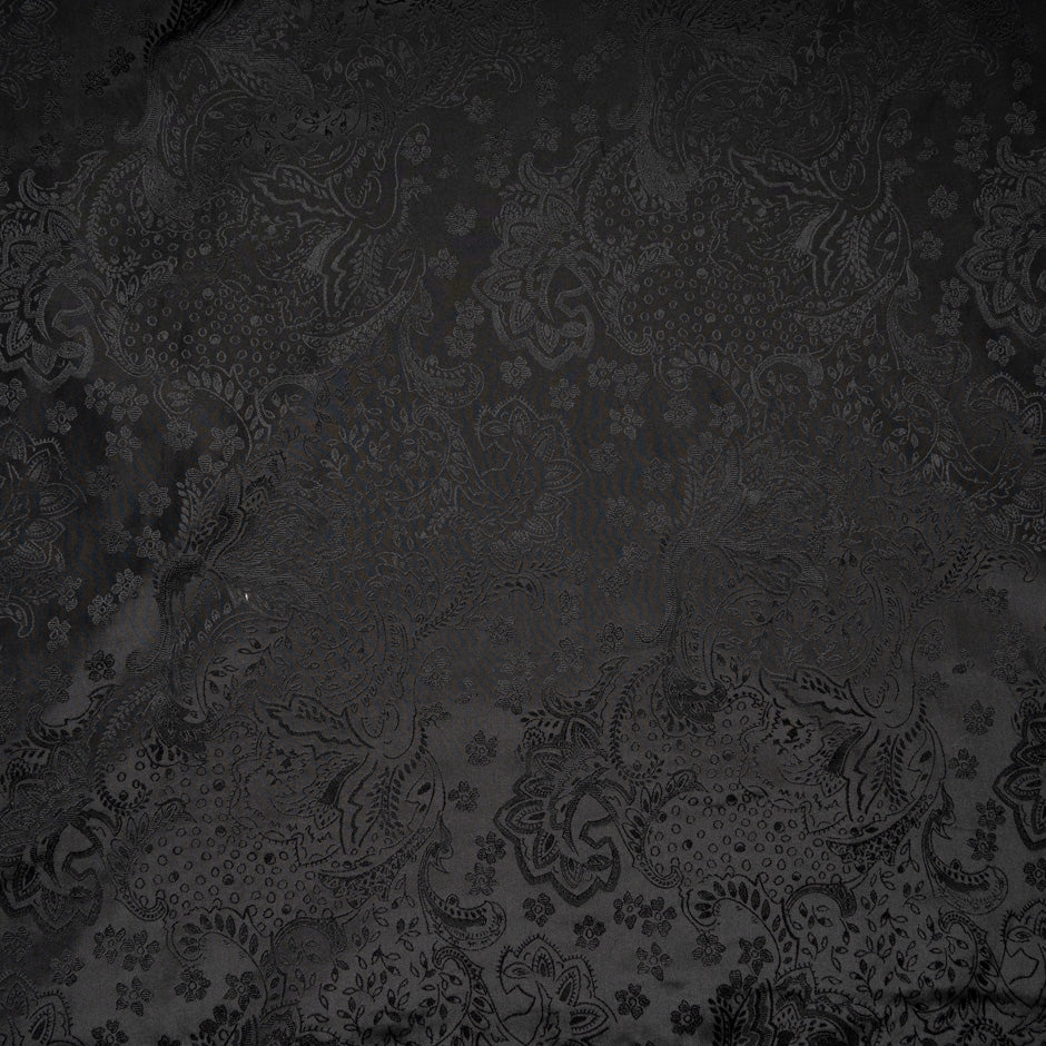 Black Floral & Paisley Jacquard Pure Silk