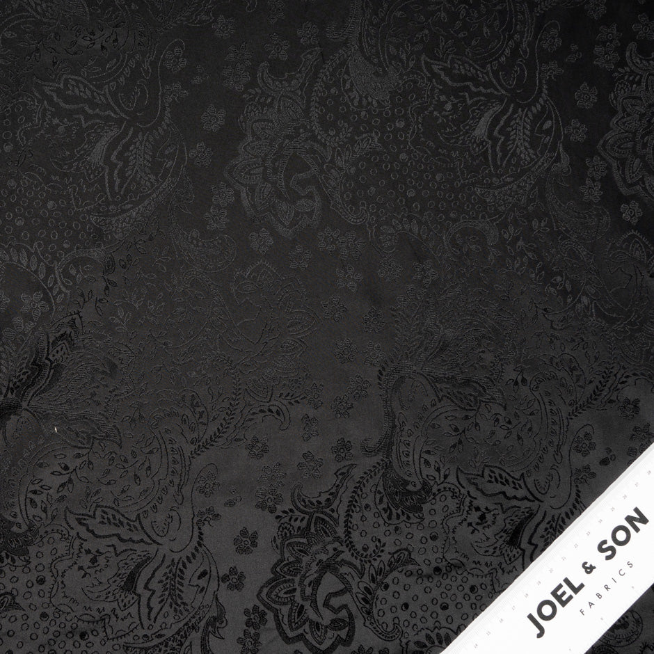 Black Floral & Paisley Jacquard Pure Silk
