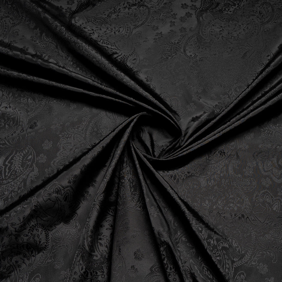Black Floral & Paisley Jacquard Pure Silk