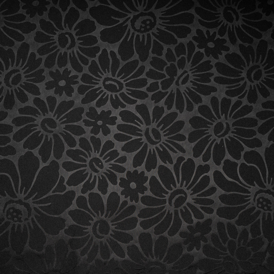 Floral Jacquard Black Duchess Satin