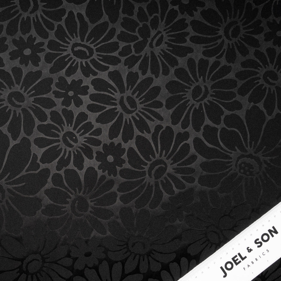 Floral Jacquard Black Duchess Satin
