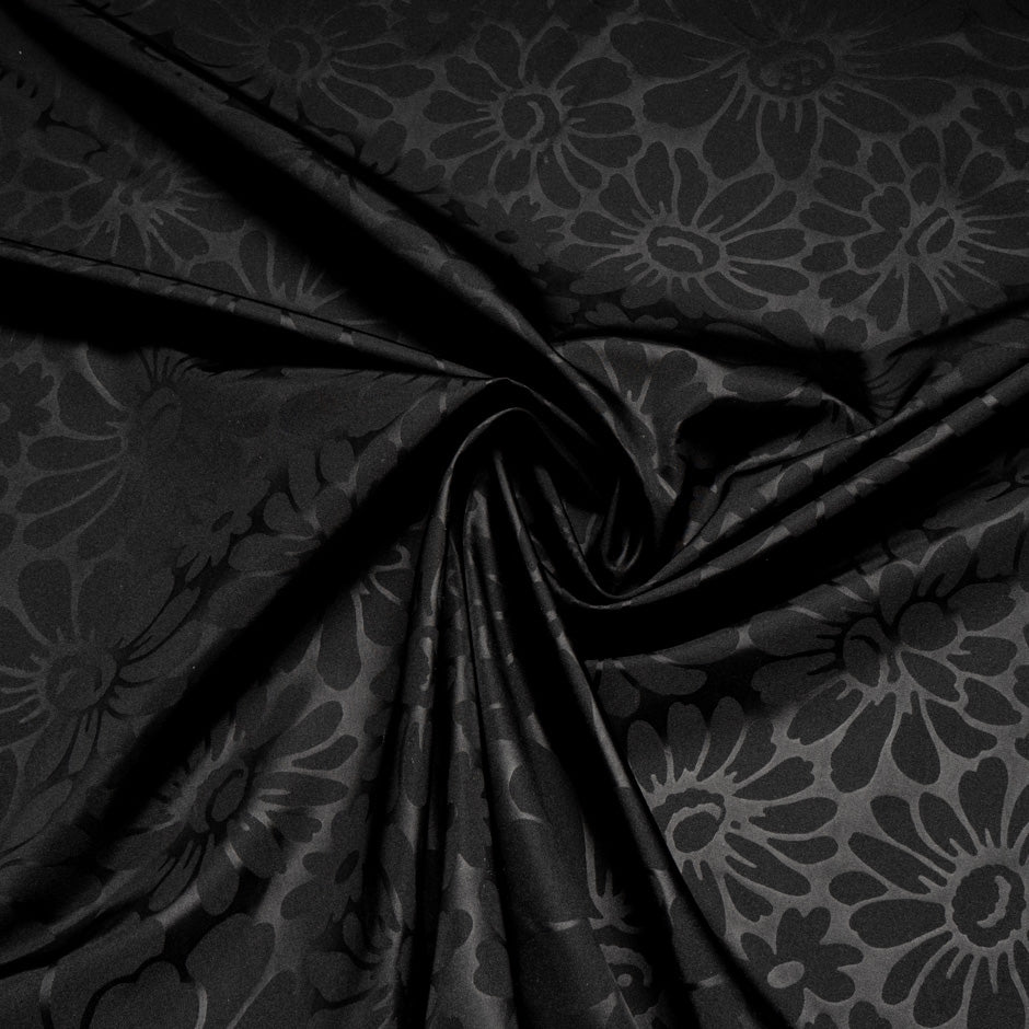 Floral Jacquard Black Duchess Satin