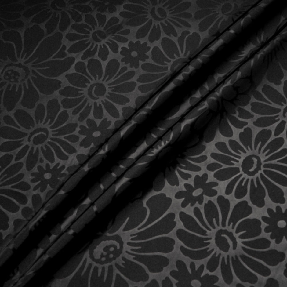 Floral Jacquard Black Duchess Satin