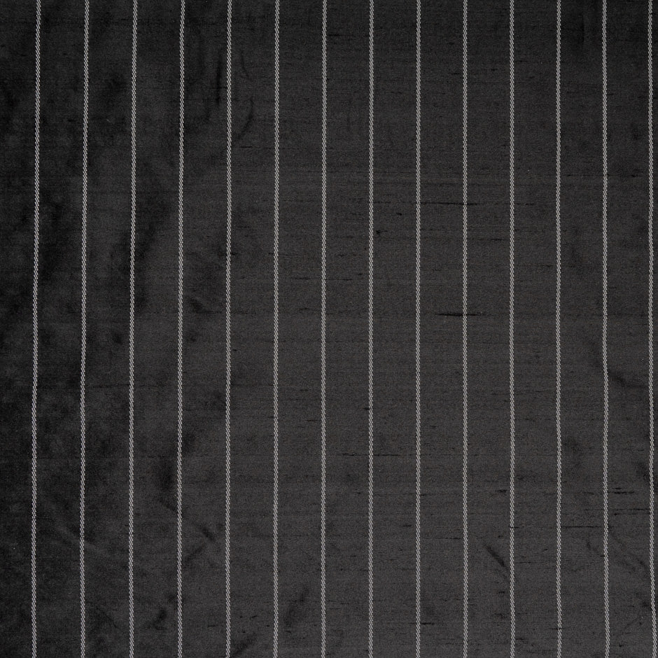 Grey Striped Black Shantung