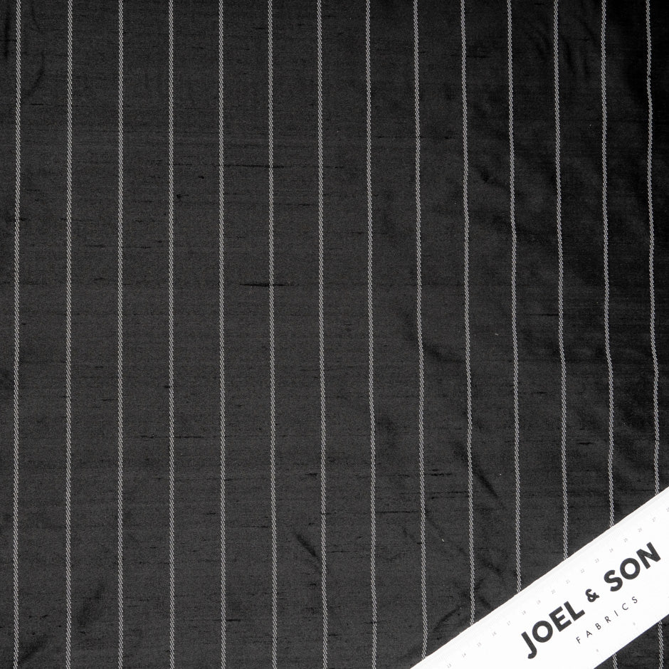 Grey Striped Black Shantung