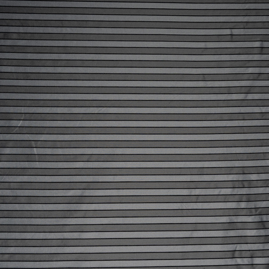 Grey & Black Striped Microfibre Taffeta