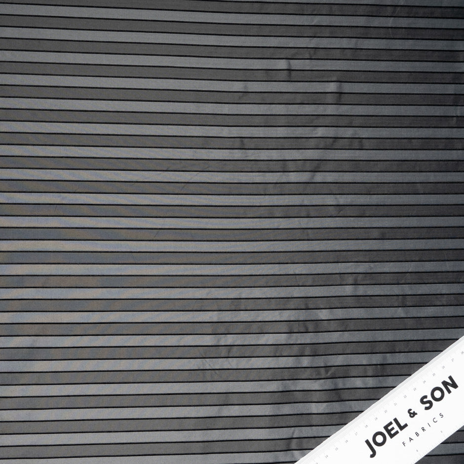 Grey & Black Striped Microfibre Taffeta