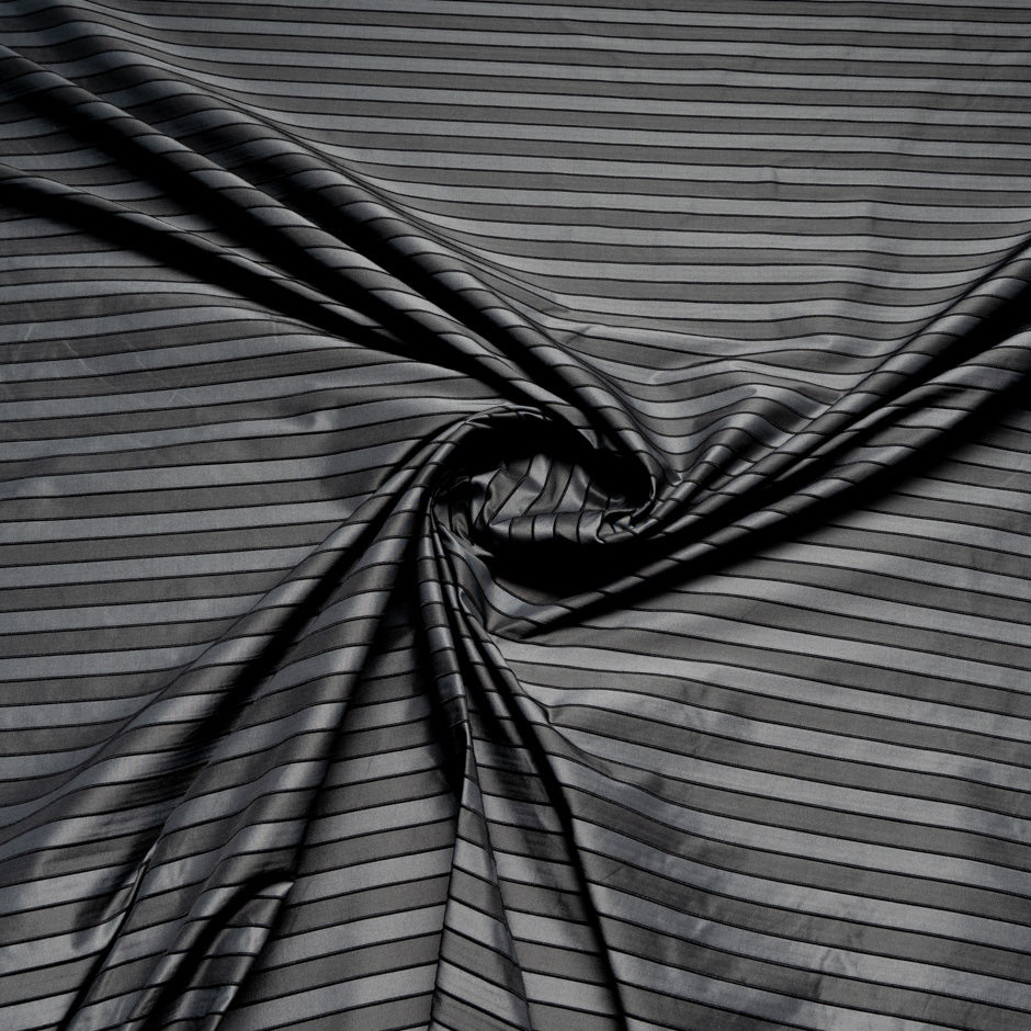 Grey & Black Striped Microfibre Taffeta