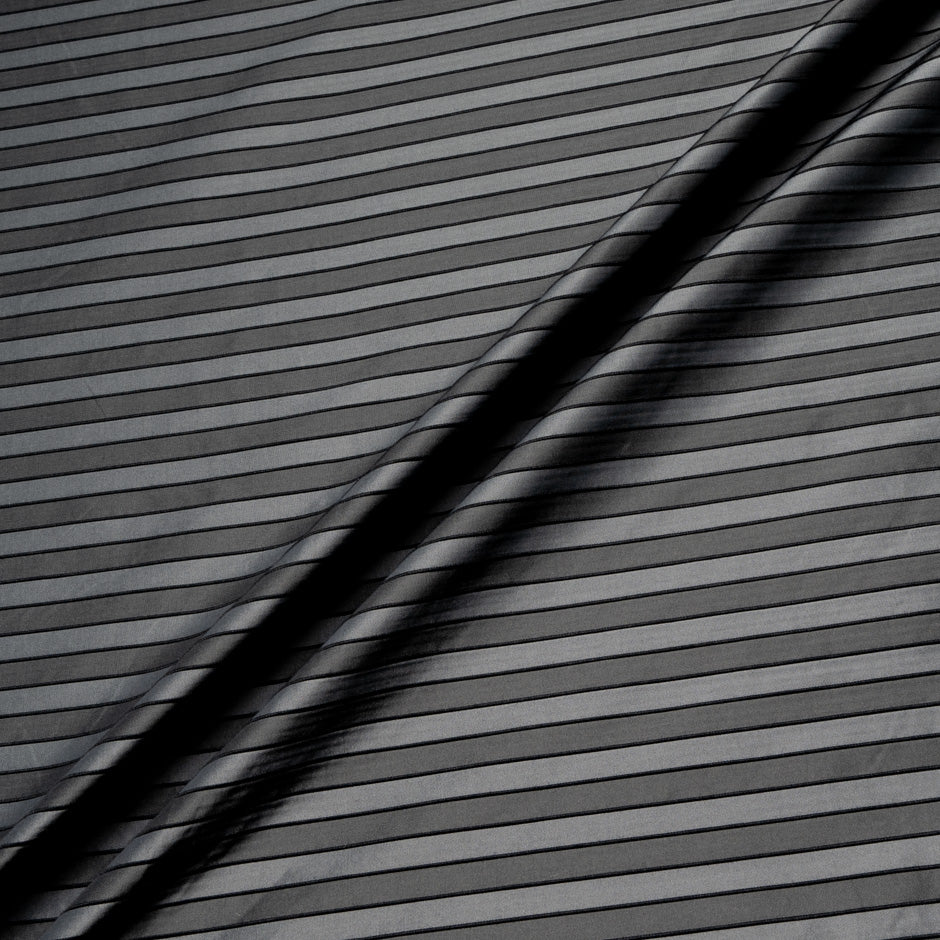 Grey & Black Striped Microfibre Taffeta