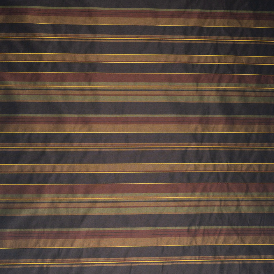 Brown & Yellow Striped Microfibre Taffeta